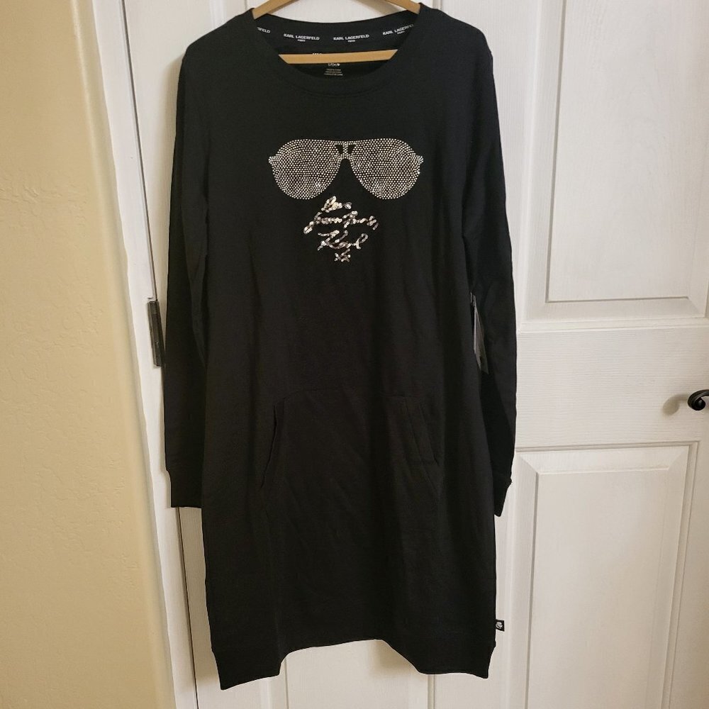 Karl Lagerfeld Black and Silver Sweater dress NWT Size: Small